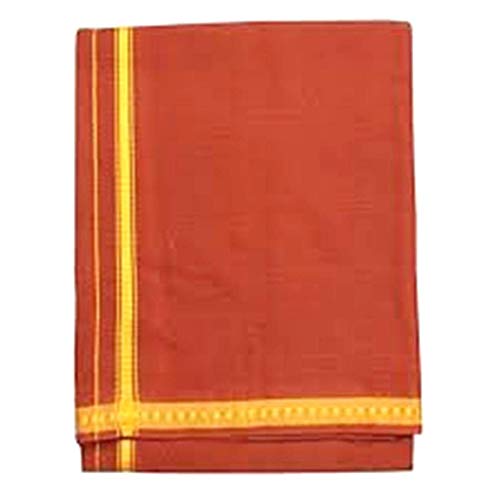 Fancy Border Colored Single Layer Pentex Dhoti Mundu Vesti 2.0mts, Brown, One Size