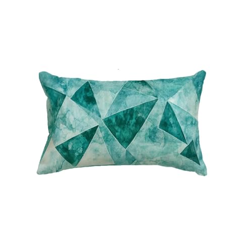 Funda Cojin 70x90 cm Juego de 1 Lino Cojines Sofa Geometría Funda Almohada Impresión de Doble Cara Rectangulares Decorativos Pillow Covers con Cremallera Oculta, para Cama, Home Decor (Verde) I1-470