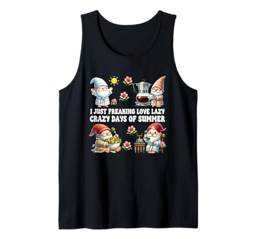Lazy Crazy Days Of Summer Gnomes For Family Funny Vacation Camiseta sin Mangas