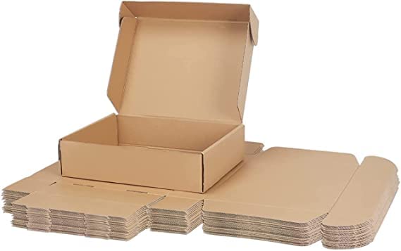 YNK Flat Brown Corrugated Sturdy Shipping Boxes Size : 4"L x 4�W x 1.5"H - pack of 100 2