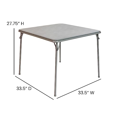 Flash Furniture Madelyn 33.5" Square Folding Multipurpose Card Table with Padded Vinyl Top, Portable Folding Game Table for 4 Players, Gray