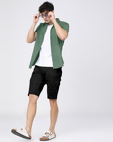 Image of BRUCEWANE Men's 100% Cotton Half Sleeve Shirt