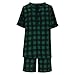 Summer Shorts Sets Women 2 Piece Outfits Fashion Plaid Loungewear V Neck Button Tops and Shorts Set for Casual Vacation Green
