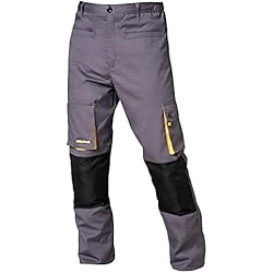 Almacenes De Ropa De Trabajo WOLFPACK LINEA PROFESIONAL - Pantalones Largos DeTrabajo, Multibolsillos, Resistentes, Rodilla Reforzada, Gris/Amarillo Talla 38/40 S