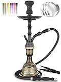 Hoowa Hookah Set Zinc Alloy Stem Art Vase Include Accessories Premium Shisha Hookah (Matte Black)