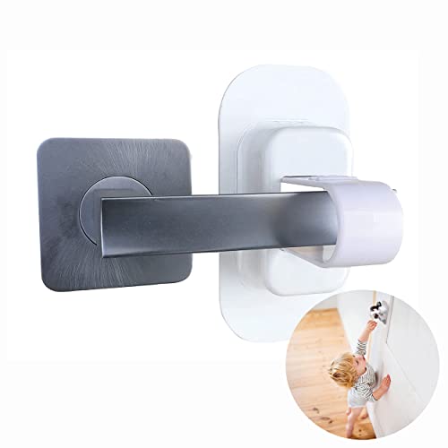 Image of Dreambaby Adhesive Lever Door Handle Lock - Child Safety Locks for Doors & Handles - Suitable for Most Lever Door Handles - 2 Pack - White - Model L1481PB