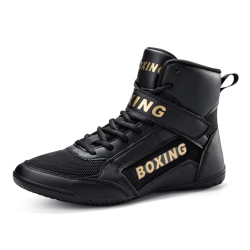 omcam Unisex Wrestling Boxing Sneakers, Bodybuilding Giovanile Kickboxing Scarpe Fitness Leggero Cross-Trainer Sneakers per Uomo E Donna,Nero,37 EU