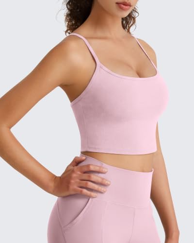 Image of G4Free BareFeel Women's Sports Bra Padded Square Neck Adjustable Spaghetti Straps Y Back Gym Casual Yoga