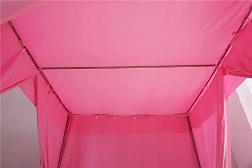 Mengersi Princess Solid Four Corner Post Canopy Bed Curtain Bed Drapes Sheer Canopy(Queen, Pink)