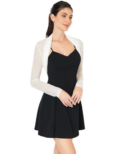 AmélieBoutik Women Ruched Long Sleeve Bolero Cropped Sheer Shrug Open Front Cardigan Lightweight Knit