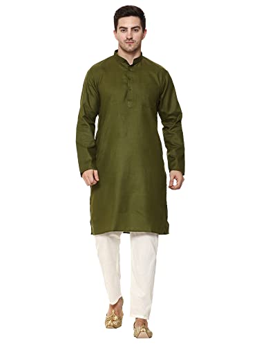Image of ITOS365 Men Cotton Blend Kurta Pyjama Set Party Fashion Regular Ethinic Wear Indian Dress Gift for Men