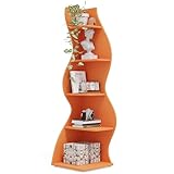 Tribesigns Corner Shelf, Modern 5-Tier Wall Corner Bookshelf, Stylish Corner Small Bookcase Storage Rack Plant Stand with Unique Shape for Living Room, Home Office (Orange, 1PC)
