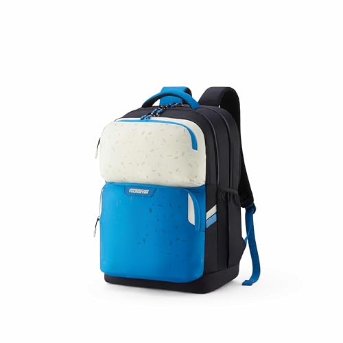 Image of American Tourister Banger | 36 Ltrs | 3 Compartments | Bottle Pocket | Ergonomic Padded Back Panel & Shoulder Straps | School Backpack for Boys & Girls | 1 Year International Warranty | Black /Blue