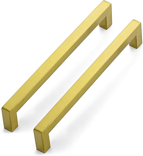 Image of Ravinte 40 Pack 7-1 /2 Inch Kitchen Square Cabinet Handles Brushed Brass Pulls Gold Drawer Pulls Kitchen Cabinet Hardware for Cupboard Drawer Handles