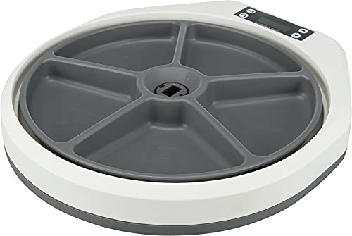 TRIXIE einstellbarer Futterspender 'Futterautomat TX4+1, 5 × 0,25 l/34 × 6 × 39 cm, weiß/grau' - 24384