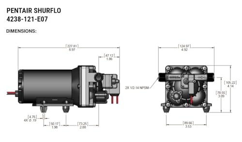 Image of PENTAIR SHURFLO 4238-121-E07 Blaster II Washdown Pump | 12V Marine Diaphragm Pump, 3.5 GPM 45 PSI, Self Priming for Boat Deck RV Fresh Saltwater Cleaning