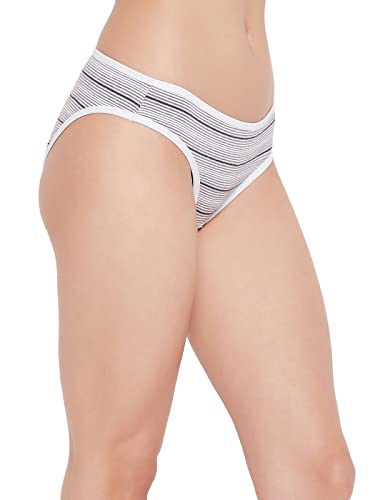 Image of Clovia Women's Cotton Pack of 2 Low Waist Floral Print Bikini Panty in Black & White