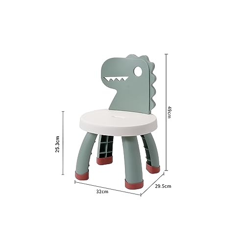 Balama Kinderstuhl aus Kunststoff, Dinosaurier, Grün, 25,3cm Sitzhöhe, für Drinnen und Draußen, BPA frei, Langlebig und Leicht