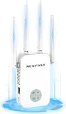 NEWFAST Amplificador Señal WiFi 1200Mbps Repetidor WiFi 5GHz Extensor Wi-Fi para Casa/Oficina, AC1200 Wi-Fi Extender Doble Banda 4X Antenas de Alta Ganancia, Puerto Ethernet, 5 Modos, WPA/WPA2