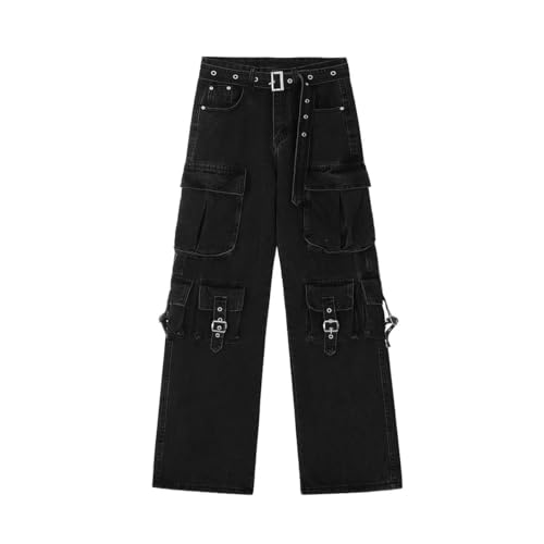 Y2K Women's Jeans Hip-hop Street Retro Multi Pocket Straight Leg Jeans Gothic Denim Workwear2
