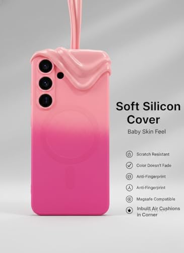 Image of amazon basics Gradient Mag-Safe Case for Samsung Galaxy S25 5G | Soft Silicone Shockproof Cover with Camera Protection | Slim Lightweight Design | Smooth Touch & Durable - Light and Dark Pink