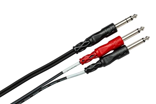 HosaTech STP-204 4m 1/4 inch TRS to Dual 1/4 inch TS Insert Cable, Black, 13.1' - Image 2