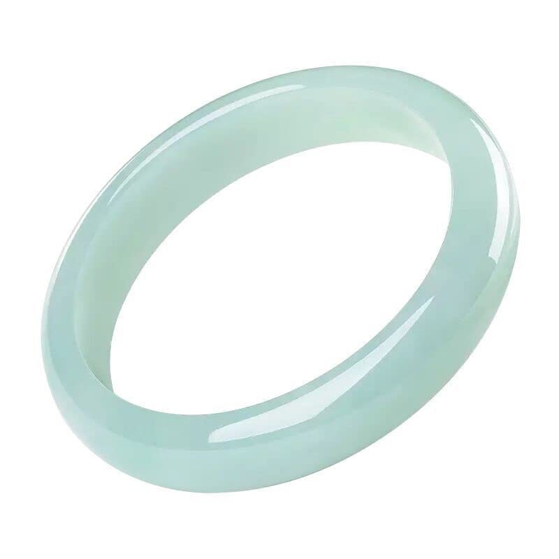 Large bracelet en calcédoine et jonc en jadéite vert de 61 mm pour femme
