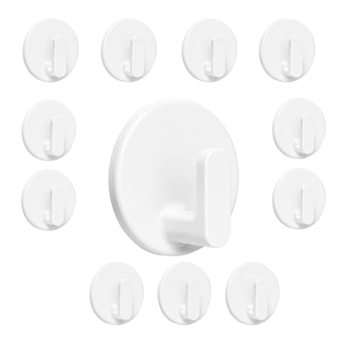 Image of VBSYUYQ 12 Pack Round Self Adhesive Hooks No Drilling for Kitchen Bathroom