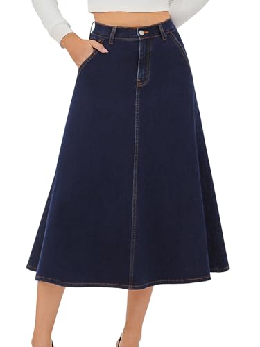 HUSKARY Aline Skirts for Women Long Maxi High Waisted Stretch