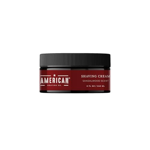 American Shaving Co. Sandalwood Shaving Cream For Men 8 Oz, Made in USA, Easy Application, Quality Potent Ingredients, Long-Lasting, Non-GMO, GMP Certified, Cruelty-Free Products