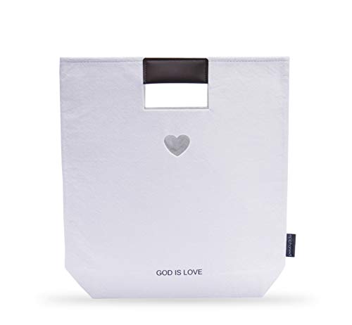 Women's Christian Bible Tote Bag - God Is Love Verse & Heart, Grey: Ideal for Sewing Supplies, Christmas, Mother's Day, Baptisms, Weddings, Religious Occasions - Thoughtful Religious Gift