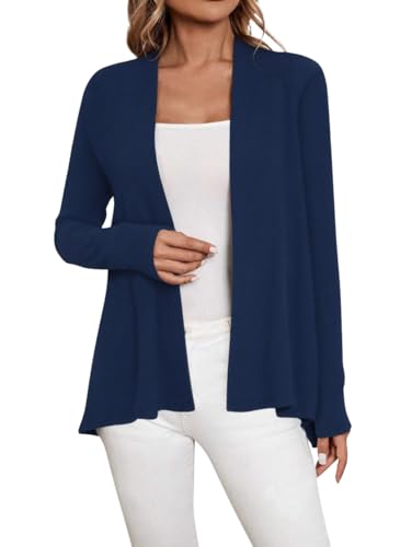 Image of Sweet Hearts Long Sleeve Black Cardigan for Women- Lightweight Open Front Knit Sweaters Women's Kimonos Fall Duster
