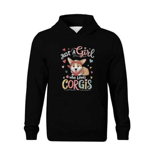 Kids Vintage Just A Girl Who Loves Corgi Boys Girls Lightweight Kangaroo Pocket Fleece Hoodies2