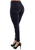 Moda Xpress Womens Juniors Sexy High Waisted Butt Lifting Dark Skinny Jeans - High Rise Levanta Cola Jeans 10490D