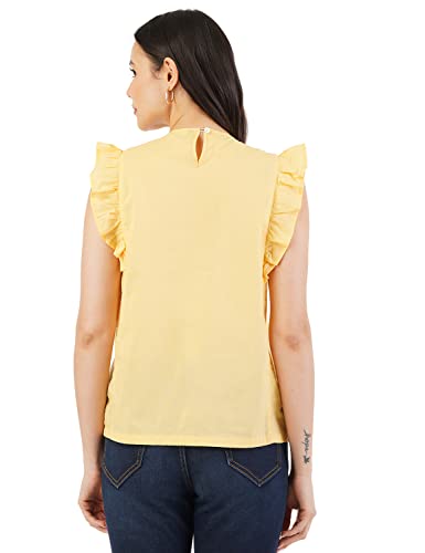Image of FYLTR Women's Casual Fashion Top -Ruffled Collar & Sleeves, Front Pleat Design