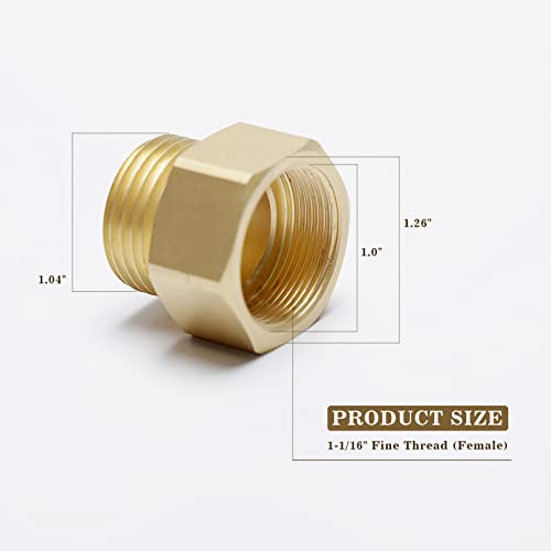 YUXIVCNE Hose Bib Adapter External Vacuum Breaker with Rubber Washer 1-1/16\" Fine Thread (Female) Compatible with Arrowhead Brand Hose Bibs Brass (2 pcs) - Thumbnail 7