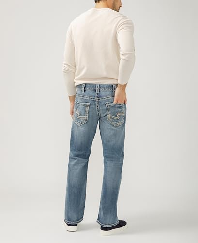 Silver Jeans Co. Men's Zac Relaxed Fit Straight Leg Jeans, Light Indigo, 36W x 34L
