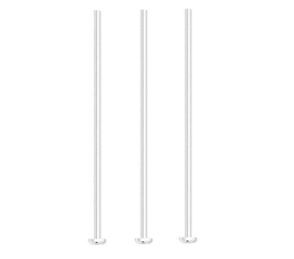 100 Silver Plated Brass 24 Gauge 3/4 Inch Long Headpins
