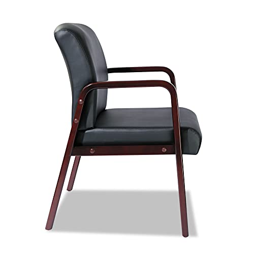 Alera Alerl4319M Alera Reception Lounge Series Guest Chair, Mahogany/Black Leather #TOP7
