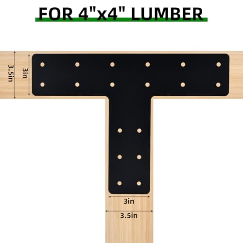 Patioer T Post Bracket for 4x4 Lumber 6 Pack, 14" x 10" Heavy Duty Steel Mending Plate, 1/8" Thick Pergola T Beam Truss Bracket, Post to Beam Connector with 108 Screws by Patioer - Used condition - Image 3