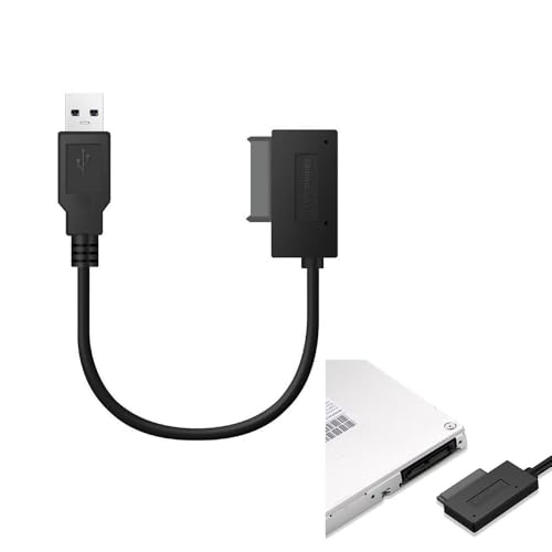 LifgWas Câble Adaptateur USB vers SATA 7+6 Broches, Convertisseur Externe USB 2.0 pour Lecteur CD/DVD DVD-ROM Portable, avec Vis de Fixation, Plug & Play