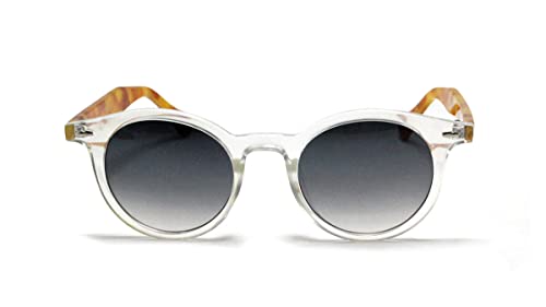 Óculos De Sol Unissex Redondo Com Lentes Proteção Uv M-06 (Transparente-Oncinha)