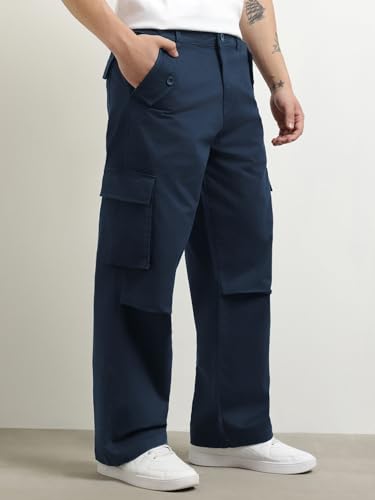 Image of Nobero Oversized Cargo Pants for Men | Oversized Fit | Multiple Cargo Pockets | Elasticated Waist | Casual & Utility Wear