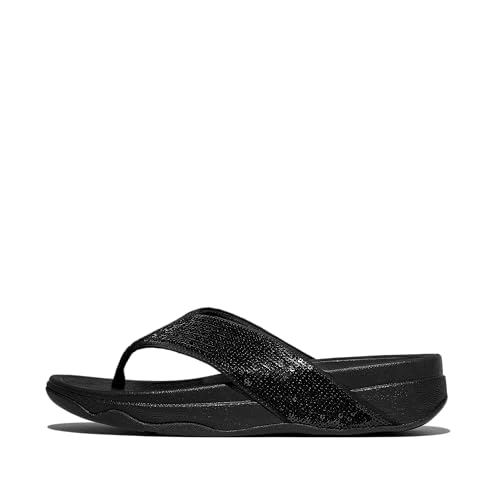 FitFlop Surfa Sequin Toe-Post Sandals, Color: All Black, Size: 7 (E6M-090-050) by FitFlop - Used condition - Image 6