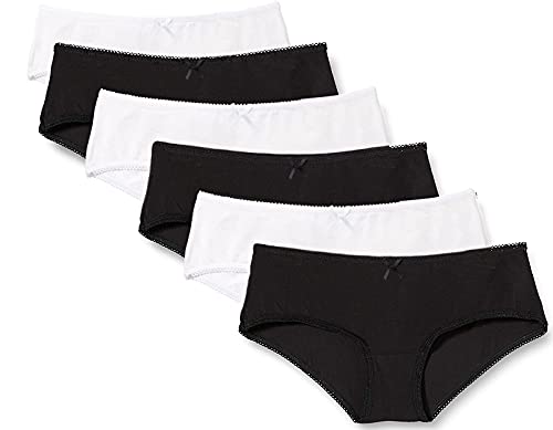 Falechay Culotte Femme Boxer Lot de 6 sous Vetements Slip Coton Vêtements Shorty sans Couture Noir Blanc