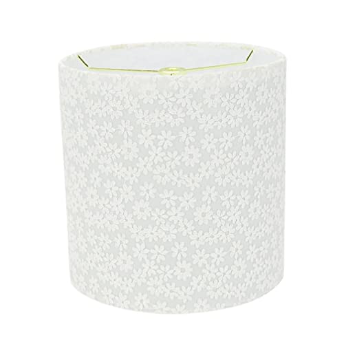 Aspen Creative 31065A Transitional Drum (Cylinder) Shaped Spider Construction Lamp Shade in White With Floral Design, 8" Wide (8" x 8" x 8")