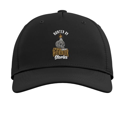 Haunted By Horror Novels Bookaholic Bibliophile Literature Adjustable Printed Baseball Hat, Black