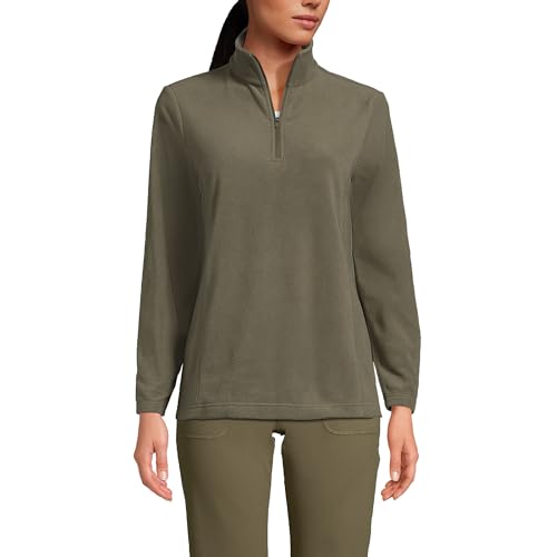 Lands' End Womens Quarter Zip Fleece Pullover Forest Moss Tall Large