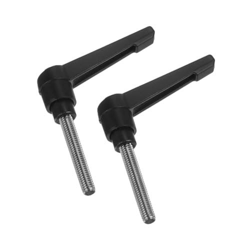 Image of uxcell 2pcs Clamping Lever Handles, M6 x 40mm 304 Stainless Steel Threaded Male Stud, Adjustable Handles Locking Quick Release Ratchet Push Button Bolt Knobs, Black