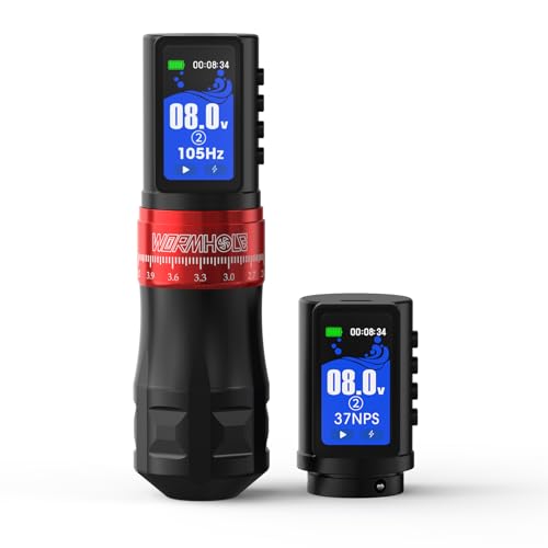 2PCS 2,300mAh Battery Wormhole Tattoo Gun 7 Strokes Length Wireless Tattoo Machine Multi-function Smart Tattoo Pen Replacement Power Supply, Smart Display